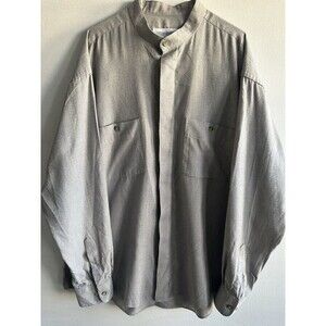 Yves Saint Laurent YSL Mens Gray Stand Collar Dress Shirt 16.5 Business